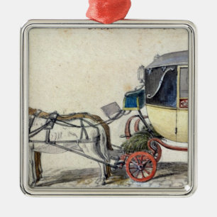 Horse and Carriage, 1825 Metal Ornament