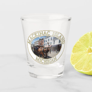 Horse and Carriage in Downtown Mackinac Island, MI Shot Glass