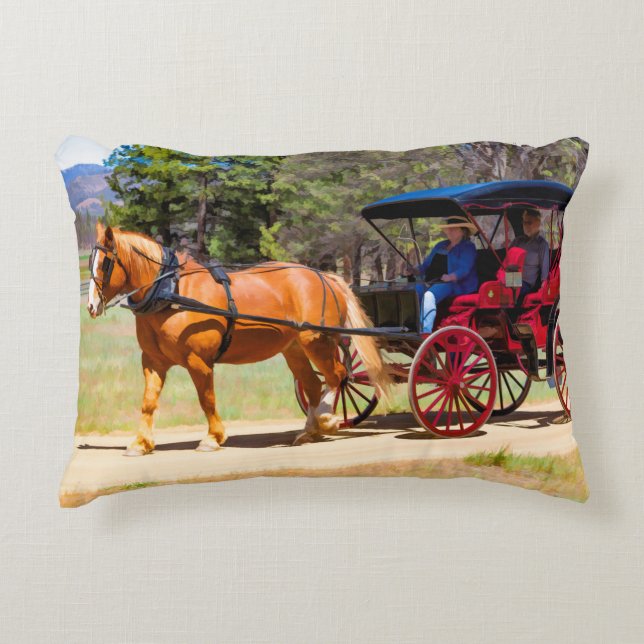 HORSE AND CARRIAGE - PAINTERLY ACCENT PILLOW (Front)