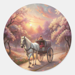 Horse and Cart Classic Round Sticker