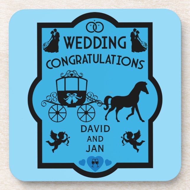 Horse And Cart Romantic Wedding Coaster (Front)