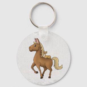 Horse and Cat Button Keychain