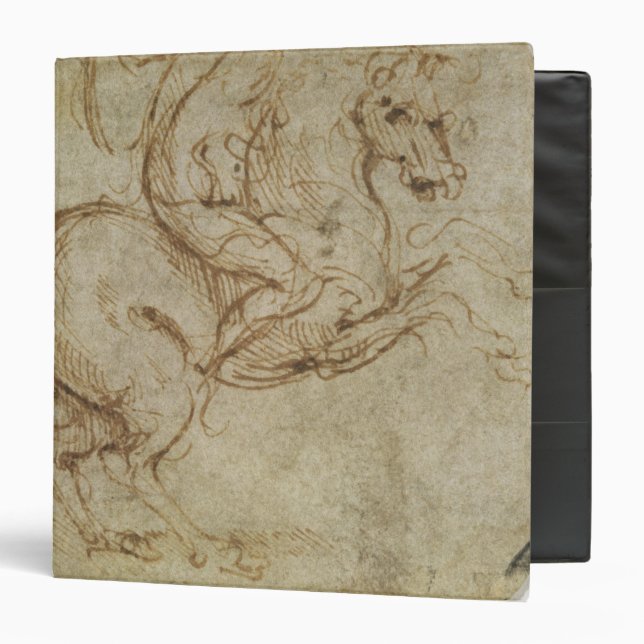 Horse and Cavalier (pen and ink on paper) Binder (Front/Inside)