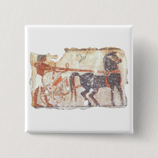 Horse and Chariot 2 Inch Square Button (Front)