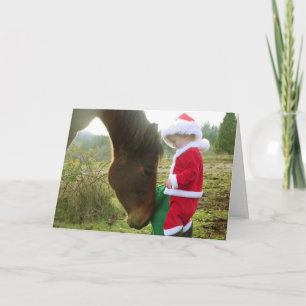 Horse and Child Santa Christmas card