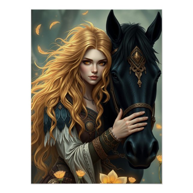 Horse and Companion Fantasy Art  Poster (Front)