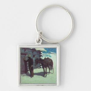 Horse and Cowboy Winter Snow Keychain