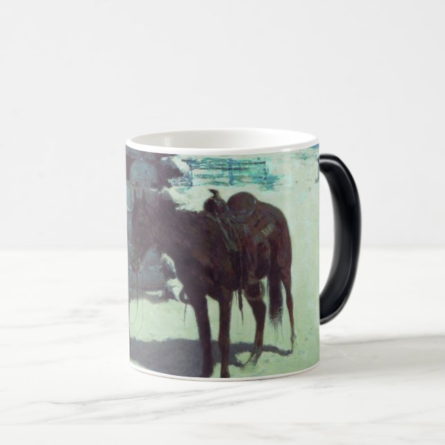 Horse and Cowboy Winter Snow Magic Mug (Front Right)