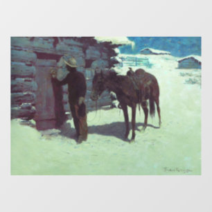 Horse and Cowboy Winter Snow Window Cling