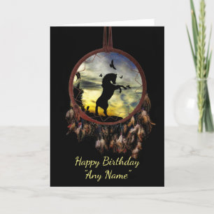 Horse and Dreamcatcher Custom Name Birthday Card