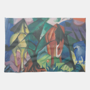 Horse and Eagle by Franz Marc, Vintage Cubism Art Kitchen Towel