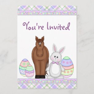 Horse and Easter Bunny Birthday Invitation ~ Girls