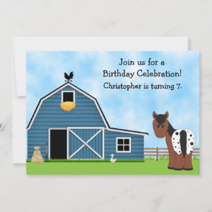 Horse and Farm Birthday Invitation for Boys