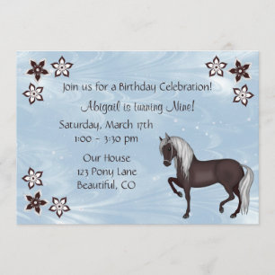 Horse and Flowers Birthday Invitation ~ Girls