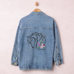 Horse And Flowers Denim Jacket