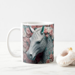 Horse and flowers, Equestrian Gift, Horse Riding Coffee Mug