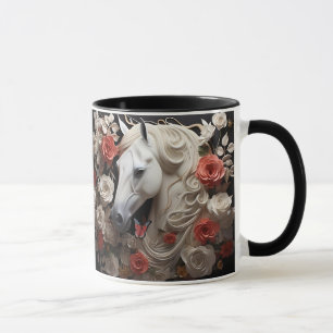 Horse and flowers, Equestrian Gift, Horse Riding Mug