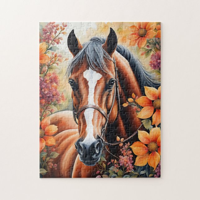 Horse And Flowers Jigsaw Puzzle (Vertical)
