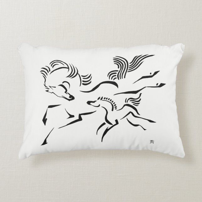 Horse and Foal Decorative Pillow (Front)