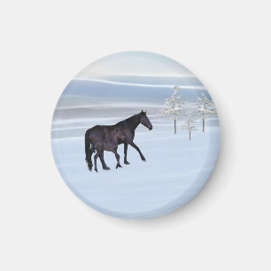 Horse and foal in snow magnet