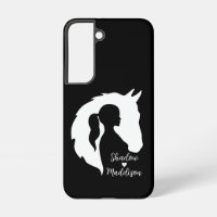 Horse and girl horse lover silhouette heart