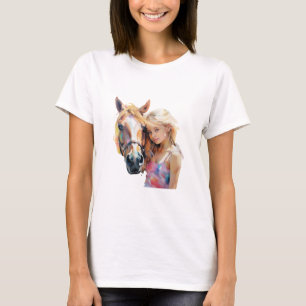 Horse and Girl Silhouette – Cute Horseback Riding T-Shirt