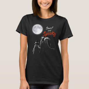 Horse And Girl Sweet And Spooky Women Girls Hallow T-Shirt