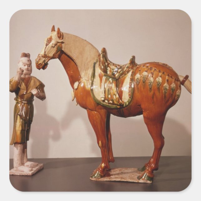 Horse and groom, Tang Dynasty Square Sticker (Front)
