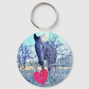 Horse and Heart Keychain