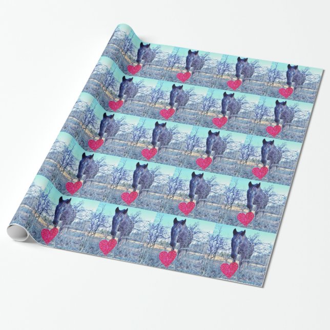Horse and  Heart Wrapping Paper (Unrolled)