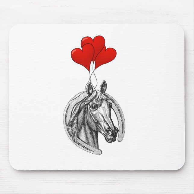 Horse and Hearts Mouse Pad (Front)
