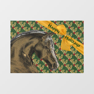 Horse And Holly Christmas Holiday Window Cling