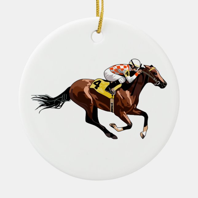 Horse And Jockey Ceramic Ornament (Front)