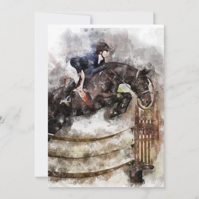 Horse and Jockey Jumping Invitation (Front)