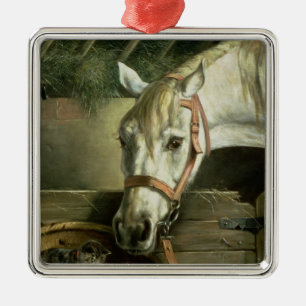 Horse and kittens, 1890 metal ornament