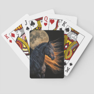 Horse and Moon Blowing Mane Playing Cards