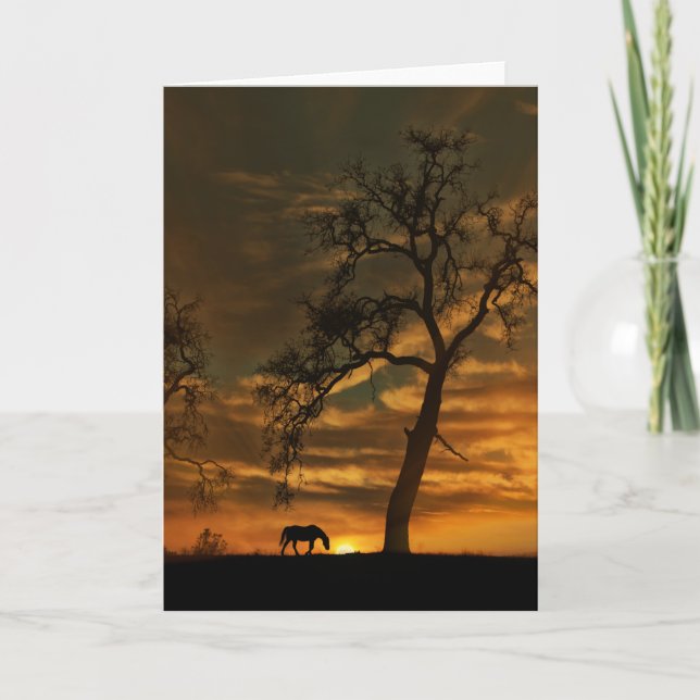 Horse and Oak Tree Blank Note Card (Front)