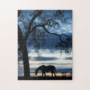 Horse and Oak Tree Fine Art Photography Jigsaw Puzzle