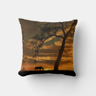 Horse and Oak Tree Southwestern Pillow