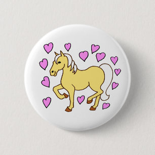 Horse and Pink Hearts 2 Inch Round Button