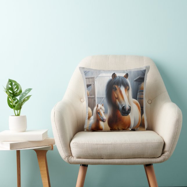 Horse and Pony0 Throw Pillow (Chair)