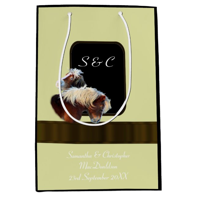 Horse and pony equestrian themed medium gift bag (Front)