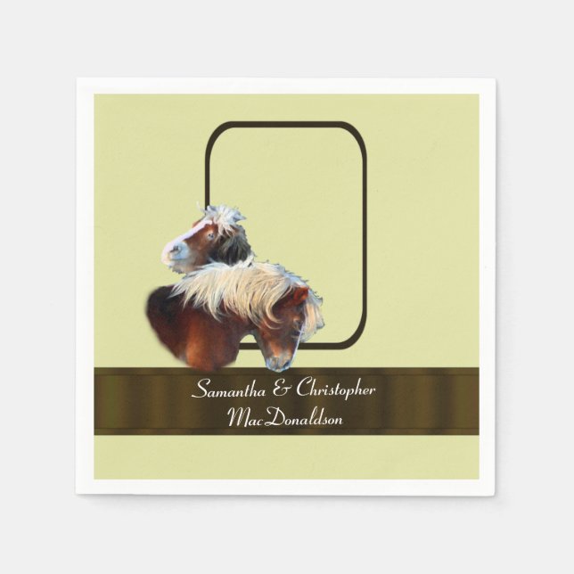 Horse and pony equestrian themed wedding napkin (Front)