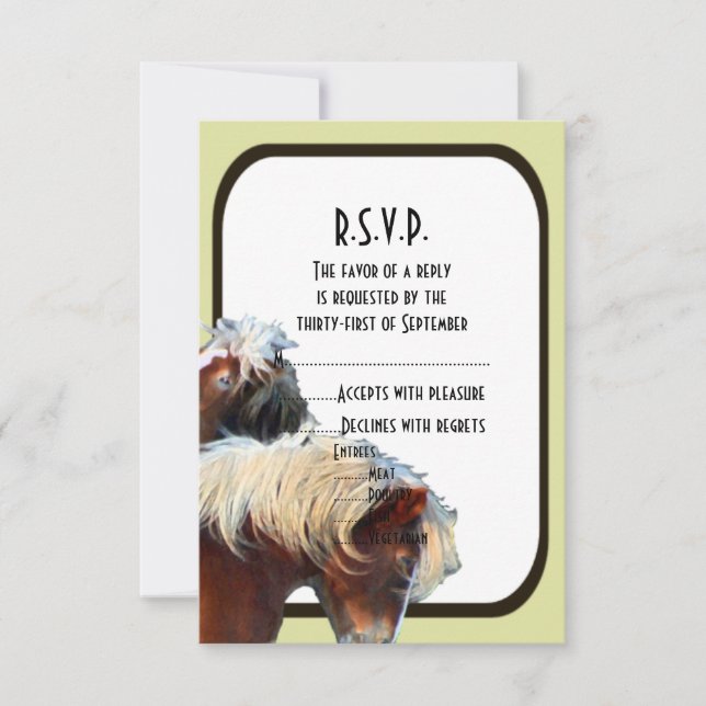 Horse and pony equestrian wedding R.S.V.P RSVP Card (Front)