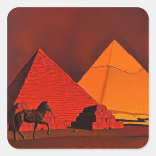 Horse and Pyramid Square Sticker