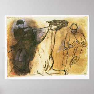 Horse and Rider by Edgar Degas, Vintage Study Art Poster