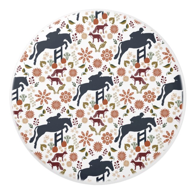 Horse and Rider Knob Pull Equestrian Folk Art  (Front)