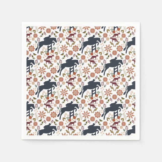 Horse and Rider Napkin | Autumn Equestrian Folk Ar (Front)