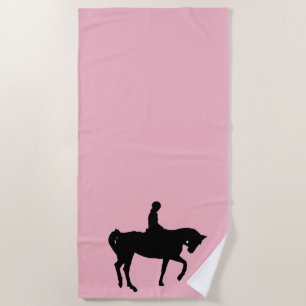 Horse and rider silhouette beach towel