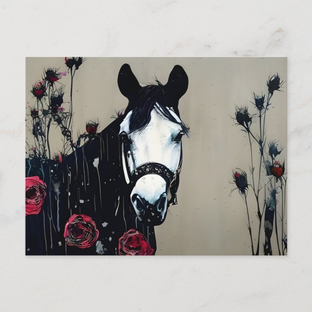 Horse and Roses Postcard (Front)